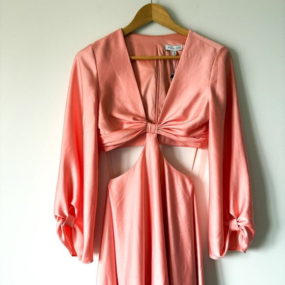 Gianni Bini Madeline Satin Plunge V-Neck Midi Dress NWT Size 0 - Picture 9 of 13